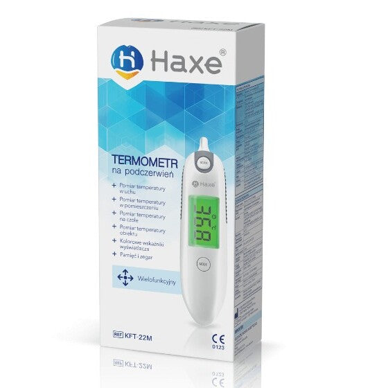 KFT-22M termometr na podczerwień render opakowanie front/prawy bok
