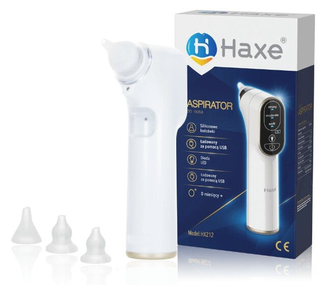 Elektryczny aspirator do nosa hx212 zawartość opakowania - urządzenie, wymienne końcówki