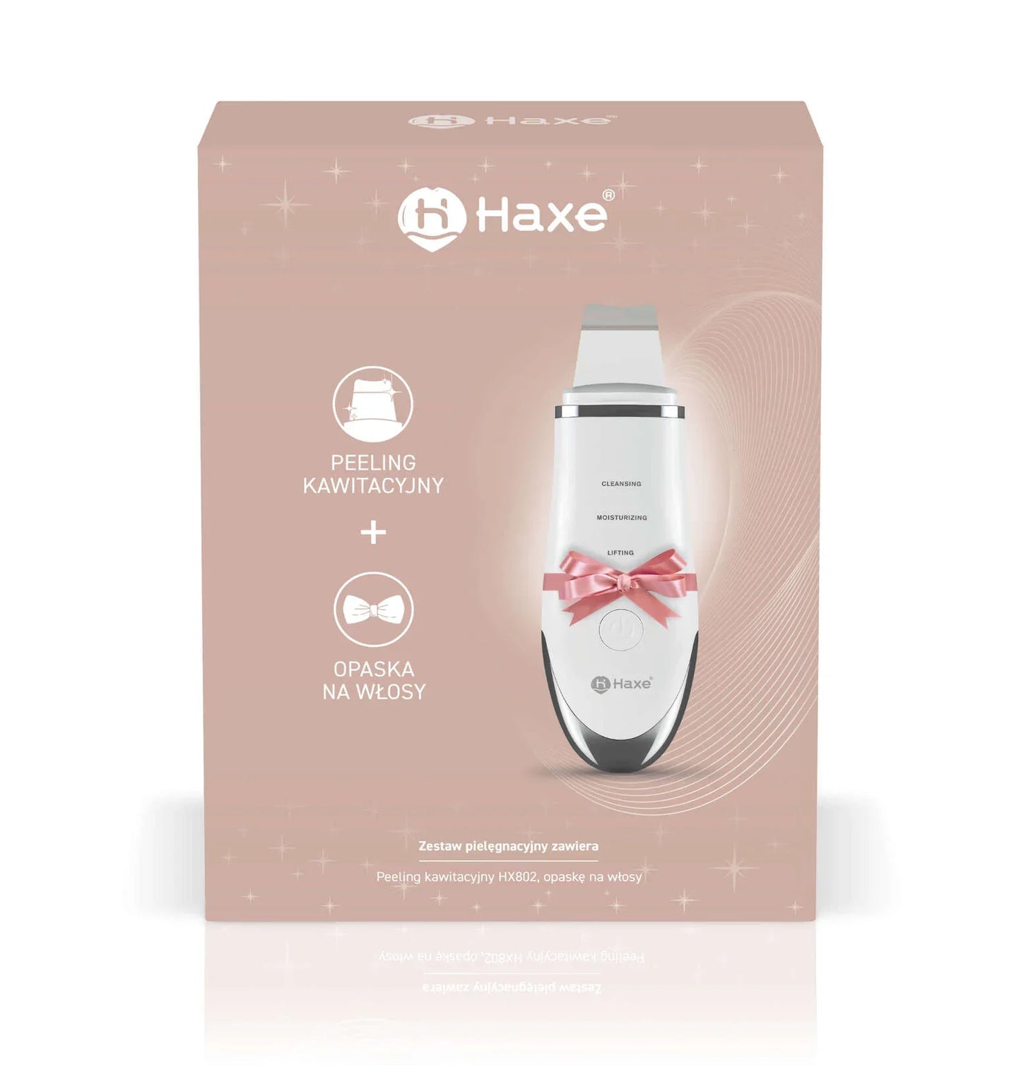 Opakowanie peelingu kawitacyjnego i opaski na włosy przód
